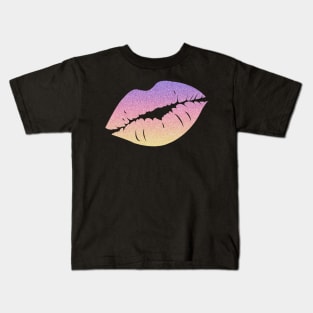 Pastel Sunset Ombre Faux Glitter Lips Kids T-Shirt